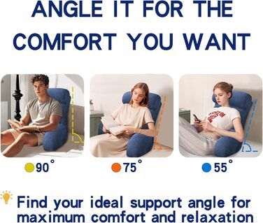 Підголівник для ліжка з підлокітниками Tinuniyaa, великий, для читання, роботи, перегляду телевізора, ігор та відпочинку. Підходить для людей вище 163 см.