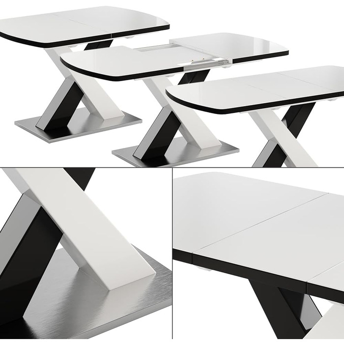 Розсувний обідній стіл Vicco Chinto, чорний, 120-160 x 80 см
