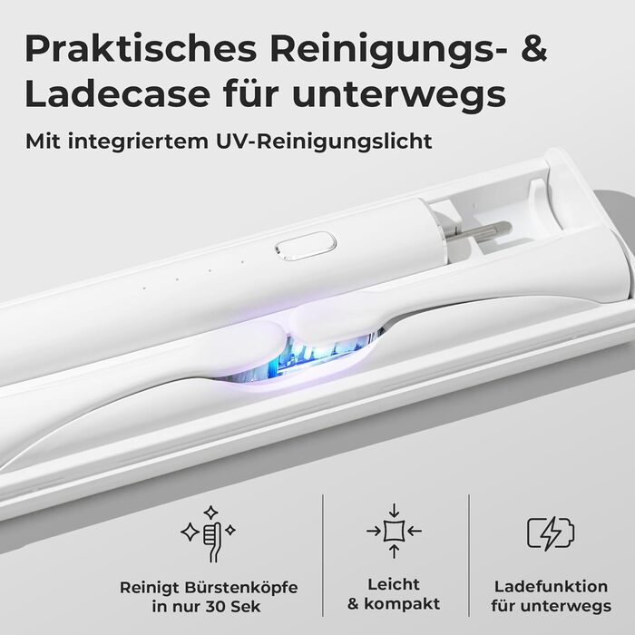 Звукова зубна щітка WhyteDOT® Premium: тиха, ефективна, з алюмінієвим корпусом, UV-футляром та до 6 тижнів роботи