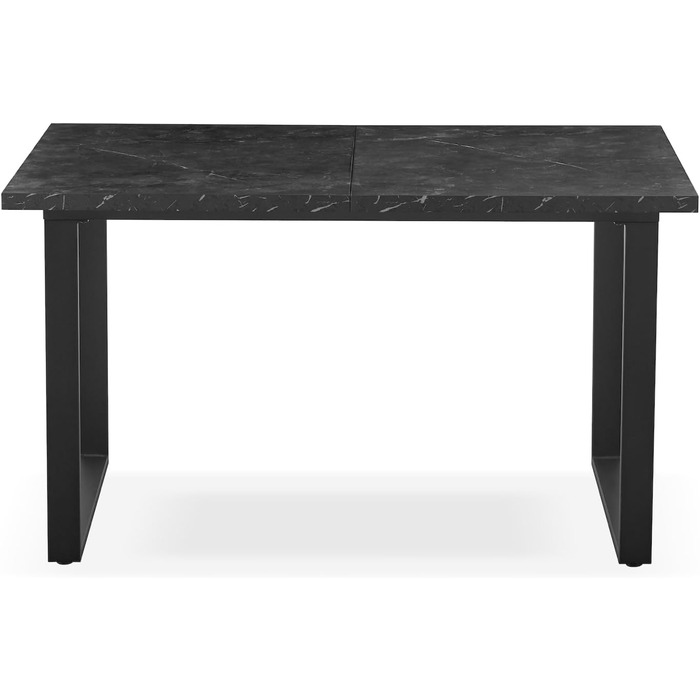Розсувний обідній стіл B&D Home Anna | 120-160 x 80 см, на 4-6 осіб | стіл для кухні/їдальні з дерев'яними ніжками, чорний | скандинавський/індустріальний дизайн, Texas-Eiche (дуб Техас), 11202-US-EITE (чорний мармур/чорний)