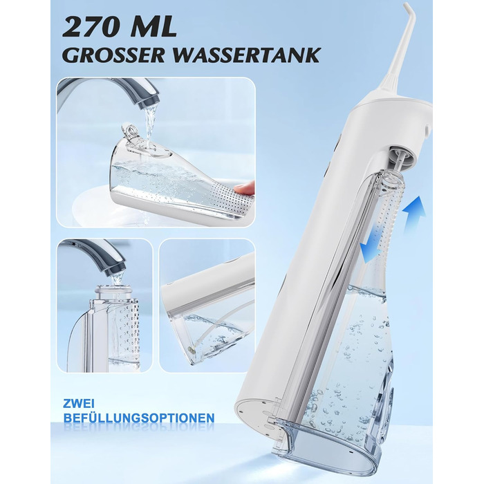 Електрична насадка для душу Munddusche: 5 струменів, 4 режими, для догляду за порожниною рота, водонепроникність IPX7, для дому та подорожей