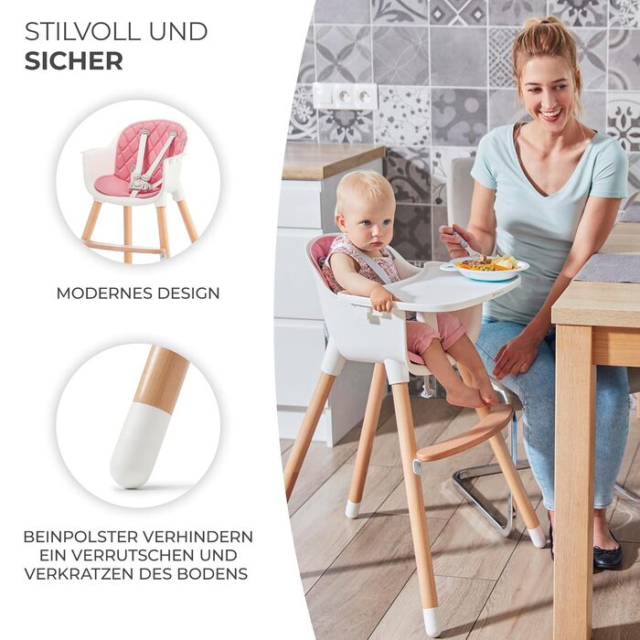 Дитячий стільчик Kinderkraft Sienna 2 в 1 (рожевий), від 6 місяців до 4 років