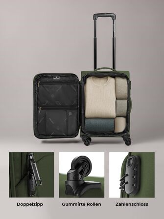 Набір валіз Smartbox 3-в-1 для жінок та чоловіків | Легкі та міцні валізи-ролики, якісний softcase, 4 колеса та кодовий замок | Розширювані | Колір: Slate-green (S 56 см)