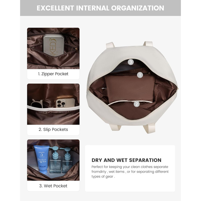 Спортивна сумка LOVEVOOK для подорожей: дорожня сумка-валіза, дорожня сумка-мішок, сумка для одягу, валіза для ручної поклажі, сумка для пологів, з відділенням для взуття та косметичкою, бежево-коричнево-чорна