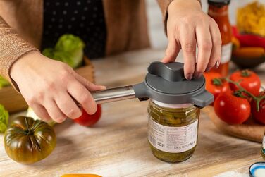 Відкривачка для кришок Kuhn Rikon Deluxe Gripper, сіра, легко відкриває кришки, підходить для гладких та зрізаних кришок