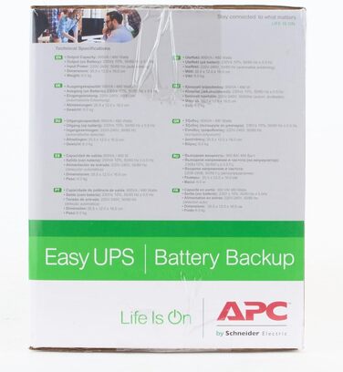 ДБЖ APC by Schneider Electric Easy UPS - BVX700LI-GR - джерело безперебійного живлення 700 ВА з виходами Schuko, запобіжник і захист від перенапруг, резервний акумулятор з стабілізатором, світлодіодні індикатори (900 ВА / 480 Вт, виходи IEC - IEC - IEC, о