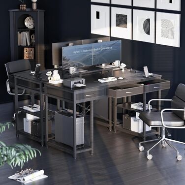 Комп'ютерний стіл Claiks з 3 шухлядами, полицею, 2 розетками та 2 USB-портами для зарядки, білий (120 x 60 см), чорний