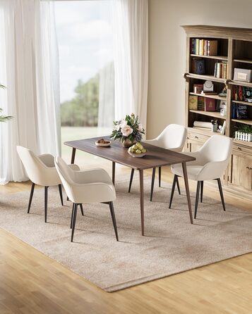 Крісло Eluchang для їдальні та кухні, з підлокітниками, оксамитове, на 4 шт., кремове