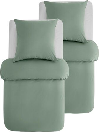 BEDSURE Комплект постільної білизни 135x200, бавовна, 4 частини - зелений колір, комплект з 2 наволочок 80x80 см, Oeko-TEX, застібка на блискавку