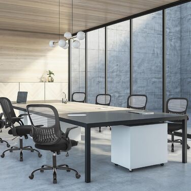 Офісний стіл Sweetcrispy з регульованими підлокітниками, ергономічний стілець для офісу з підтримкою попереку, регульована висота, 360° обертання, м'яке сидіння, чорний, складні підлокітники