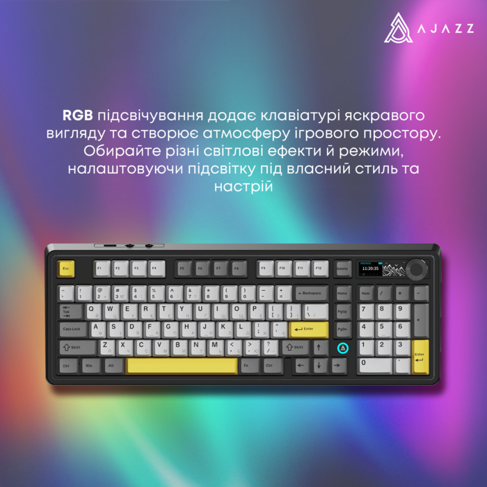 Бездротова механічна клавіатура Ajazz AK980 V2 Maillard Switch Black (AK980-V2-M-BGY)