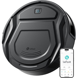 Робот-пилосос LEFANT M210 Pro+ Black: потужність 4000Pa, Wi-Fi, керування через додаток/Alexa, оминання перешкод 190°, тихий, для твердих підлог та килимів, збір шерсті тварин