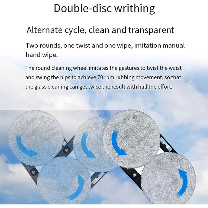 Робот для миття вікон автоматичний з розпилювачем води, 5600 Па, з захистом від падіння, дистанційне керування, для вікон та скла, 220V