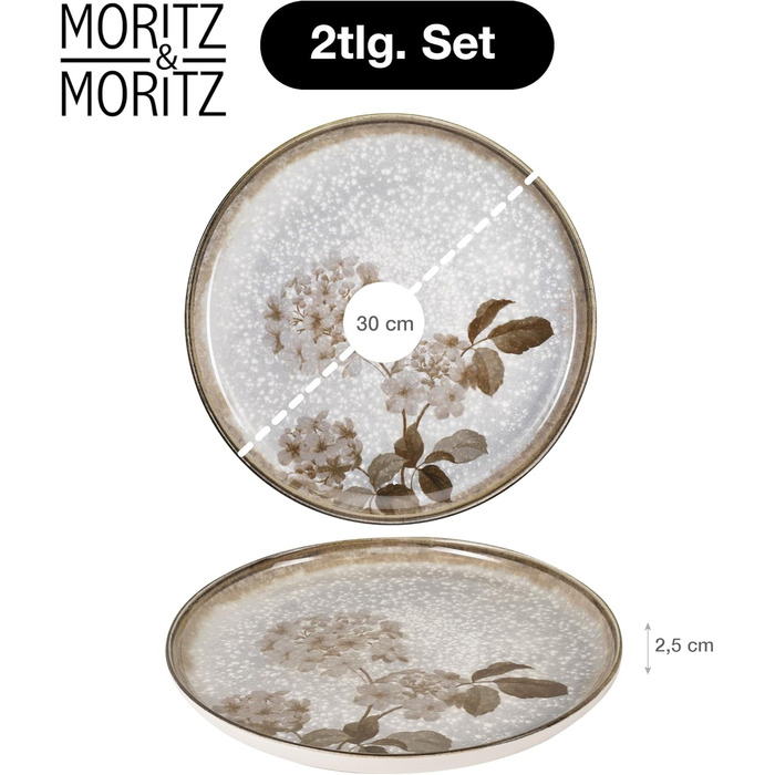 Посуд Moritz & Moritz BLOSSOM 24 предмети на 6 осіб - сучасний набір столового посуду з квітковим дизайном, кераміка. Тарілки, миски, чашки.