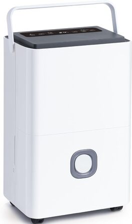 Електричний осушувач повітря з насосом: 80 л/день, компресорний, бак 8 л, повітряний потік 400 м³/год, смарт-гігростат, тихий будівельний осушувач для підвалу/квартири/офісу/ванної кімнати/спальні, чорний & білий (сірий & білий)