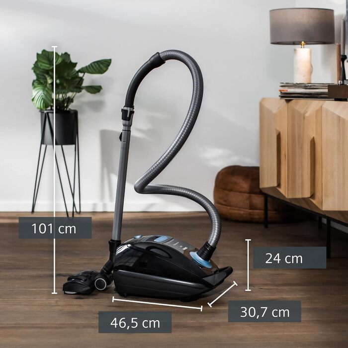 Пилсос Siemens Staubsauger Q5.0 extreme silencePower VSQ5X1230 з мішком, для алергіків, гігієнічний фільтр, 850 Вт, чорний