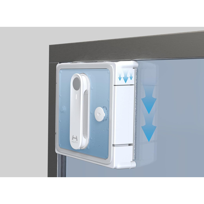 Робот для миття вікон Hutt з пультом дистанційного керування | 2-фазне розпилення та сила всмоктування 3800Pa | 80 мл бак, розпізнавання країв | Для скла, плитки, дзеркал (4 серветки для миття, мотузка безпеки в комплекті)