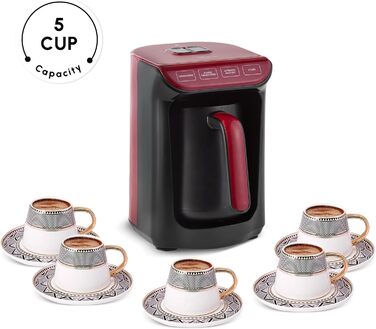 Кавомашина KARACA Hatır Roast для приготування турецького кави, рожеве золото, 5 чашок, 535W, з системою попередження, рожевий