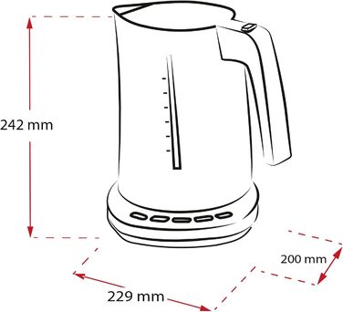 Чайник - MELITTA - Look Aqua DeLuxe 1026-14 з налаштуванням температури (80 C, 95C, 100 C) для чаю та дитячого харчування та функцією збереження тепла, 1,7 л, 2400 Вт з налаштуванням температури Одномісний