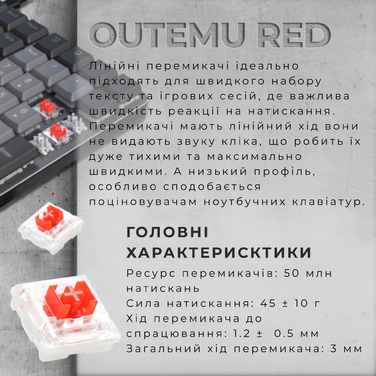 Дротова механічна клавіатура GamePro MK145R Red Switch Low Profile Dark Gray
