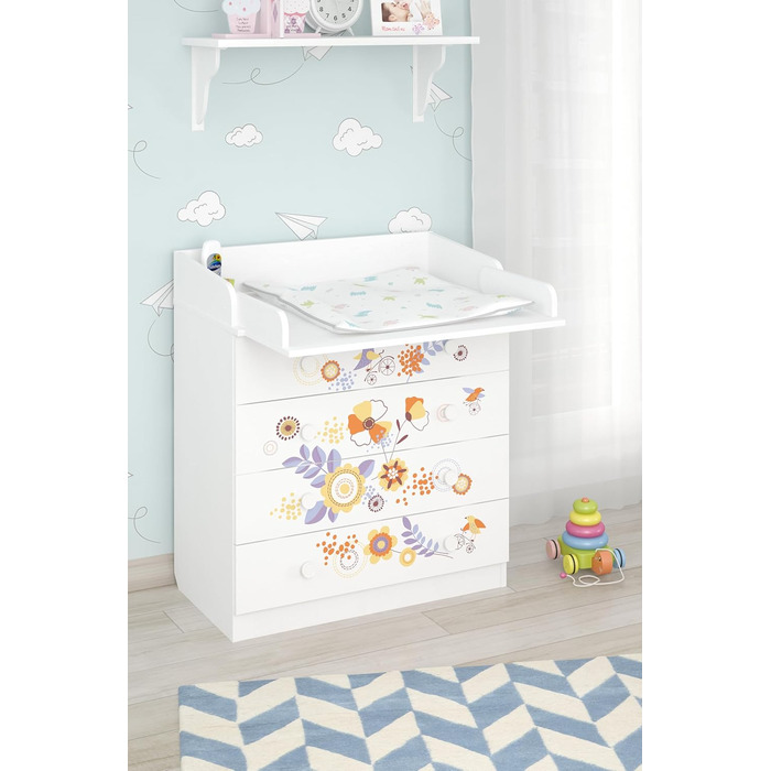 Комод-пеленальник Shefa Kids 800 білий - якісний комод з пеленальним столиком для дитячої кімнати