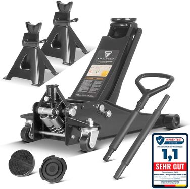 Гідравлічний домкрат Stahlwerk 3т низькопрофільний 73-500мм + стійки під авто (2шт) WHB-73 ST