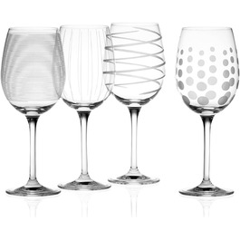 Набір келихів для вина Mikasa Cheers, келихи для білого вина з кришталю, келихи з мотивами, 4 келихи для білого вина, рожеве вино і келихи для вина