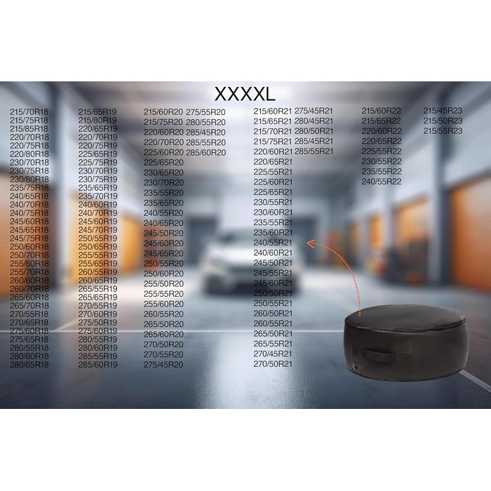 Чохол для шин (XXXXXL) - водовідштовхуючий, міцний, для зберігання автошин