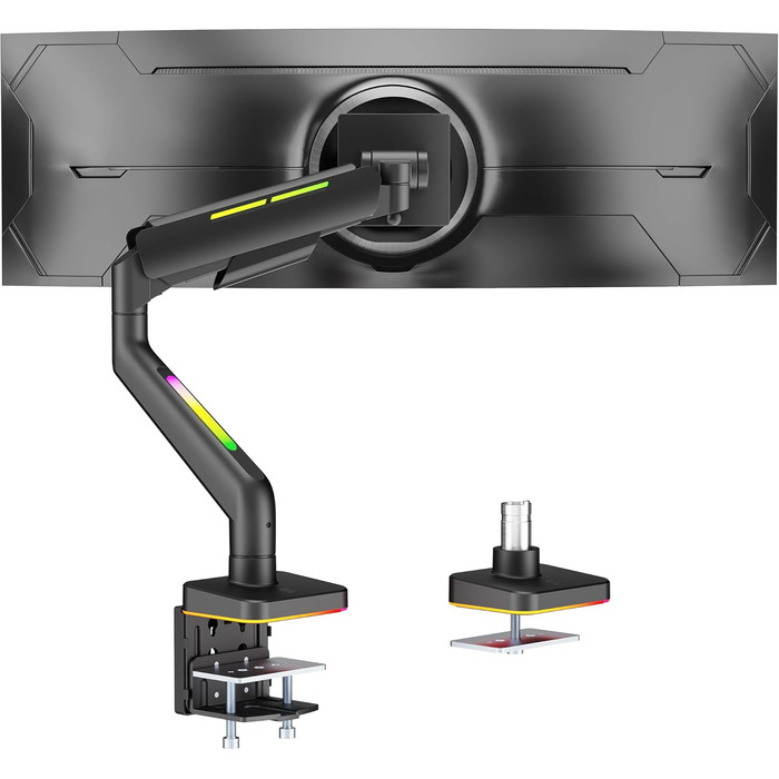 Кріплення для монітора ARES WING Ergonomic RGB, 17-49 дюймів, регульоване по висоті, поворотне, нахилене, RGB LED (білий/чорний)