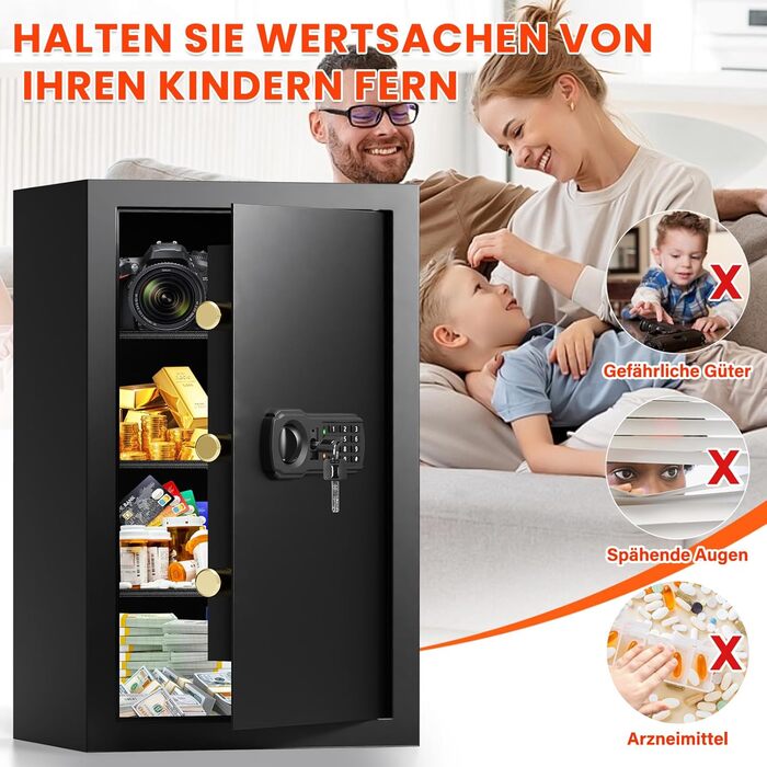 Вогнетривкий сейф Safe Tresor 85L з цифровим замком для зброї, золота, документів та медикаментів