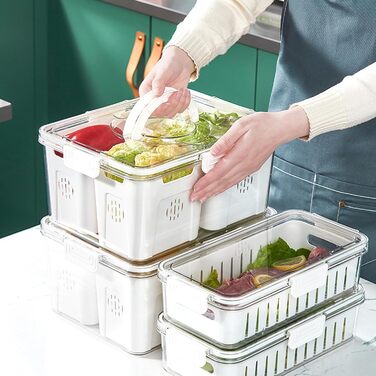 Організатор для холодильника з кришкою (4 відсіки), прозорий, стековий, для зберігання продуктів