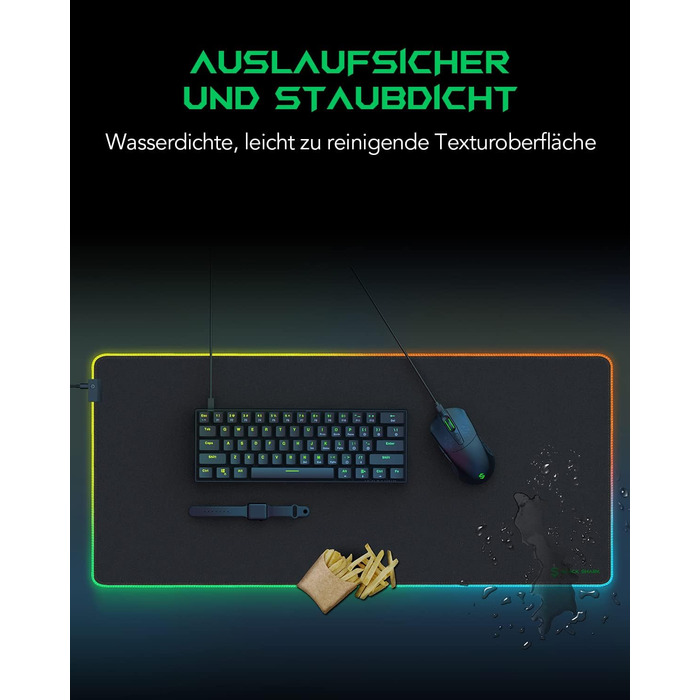 Ігрова мишка Pad Black Shark XXL 1200 x 600 мм - великий килимок для миші з водовідштовхувальним покриттям та антиковзною основою. Аксесуар для геймінгу Manta P4 (RGB)