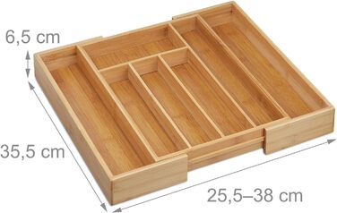 Підставка для столових приборів Relaxdays, висувна, бамбукова, 6,5x38x35,5 см, природа