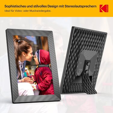Цифровий фоторамка Kodak WiFi, 10.1 дюйма, HD IPS сенсорний екран, 32GB, автоматичне обертання, WiFi, для стін, чорний