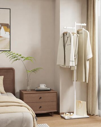 Підлогова вішалка для одягу Metall, стійка вішалка для курток, 175 см, білий колір, 39x26x175 см