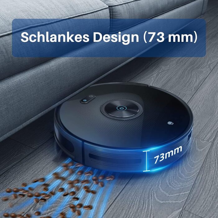 Робот-пилосос Chuango RV-500 з функцією миття підлоги, 4 режими очищення, 500 мл контейнер для сміття, 300 мл резервуар для води, сила всмоктування до 2200 Па, час роботи до 150 хв