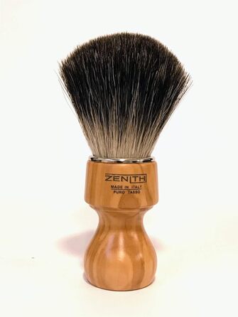 Щітка для гоління Zenith Barber зі 100 справжньою шерстю борсука та ручкою з оливкового дерева - Dark Badger - Зроблено в Італії