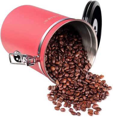 Банка для кави Шрамм об'ємом 1800 мл 10 кольорів з дозуючою ложкою Висота 19 см кавові банки Контейнер для кави з нержавіючої сталі, Колір Червоний