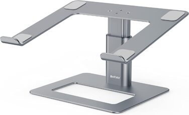 Підставка для ноутбука BoYata: регульована висота, алюміній, для MacBook, Dell, HP, Samsung, Acer, ASUS, Chromebook (сіра)