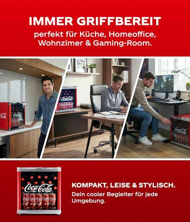 Міні-холодильник для напоїв °CUBES Original Red (48л) зі скляноюю дверцятою, енергоефективний та безшумний, для офісу, геймінгу та вечірок