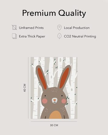 Набір з 6 дитячих постерів Hambient для кімнати дитини: тварини лісу (30x40 см, без рамки)