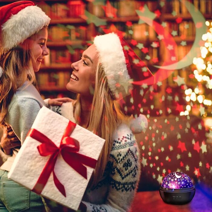 Дитячий нічник-проектор зірок MOKOQI: 2-в-1 проектор місяця, зірок та морських тварин, подарунок для хлопчиків та дівчаток 3-8 років, чорний