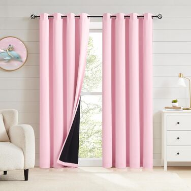 Штори Beauoop Pink Blackout з люверсами, комплект 2, 175x140 см, непрозорі