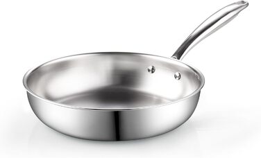 Набір каструль та сковорідок Cook N Home з нержавіючої сталі (7 предметів) з кришками з термостійкого скла, індукційний, придатний для миття в посудомийній машині, сріблястий (сковорода 25 см)