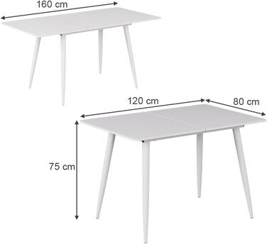 Розкладний стіл Vicco Esstisch Beaver, 80x70 см, білий (120-160x75x80 см)