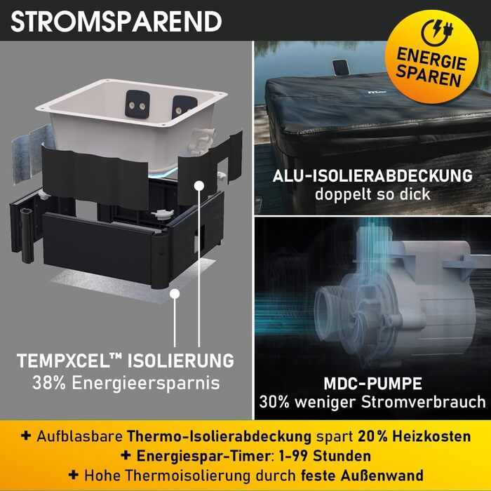 Гідромасажний басейн-джакузі BRAST Whirlpool MSpa Oslo для 6 осіб, 160x160x65 см, 120 масажних форсунок, LED-підсвітка, зимостійкий, для дому та вулиці