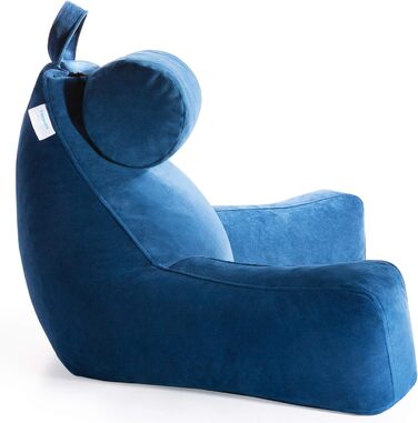 Подушка для читання Linenspa з подрібненим пінополіуретаном Memory Foam, подушка для спини для читання, ігор, перегляду телевізора, подушка на стілець, для гуртожитків, велика (X-Large) з підтримкою шиї, темно-синя