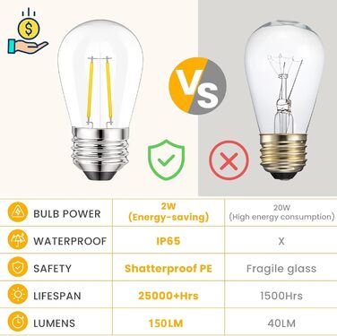 Світлодіодна гірлянда для зовнішнього використання Svater, 30 метрів, E27, IP65, 2700K, тепле біле світло, для саду, тераси, вечірок