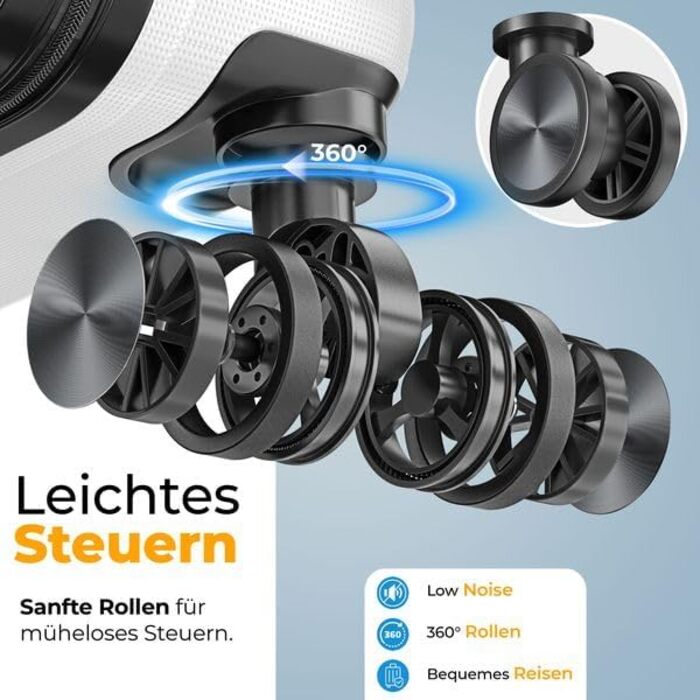 Чемодан KESSER® 84L з ABS-пластику з кодовим замком, вагами та органайзером | Чемодан на колесах 360° для подорожей та бізнесу (Snow White, 66см)