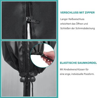 Чохол для парасольки великої, до 4 м, чорний (280 x 40/80/50 см) - захист від сонця, вітру та снігу